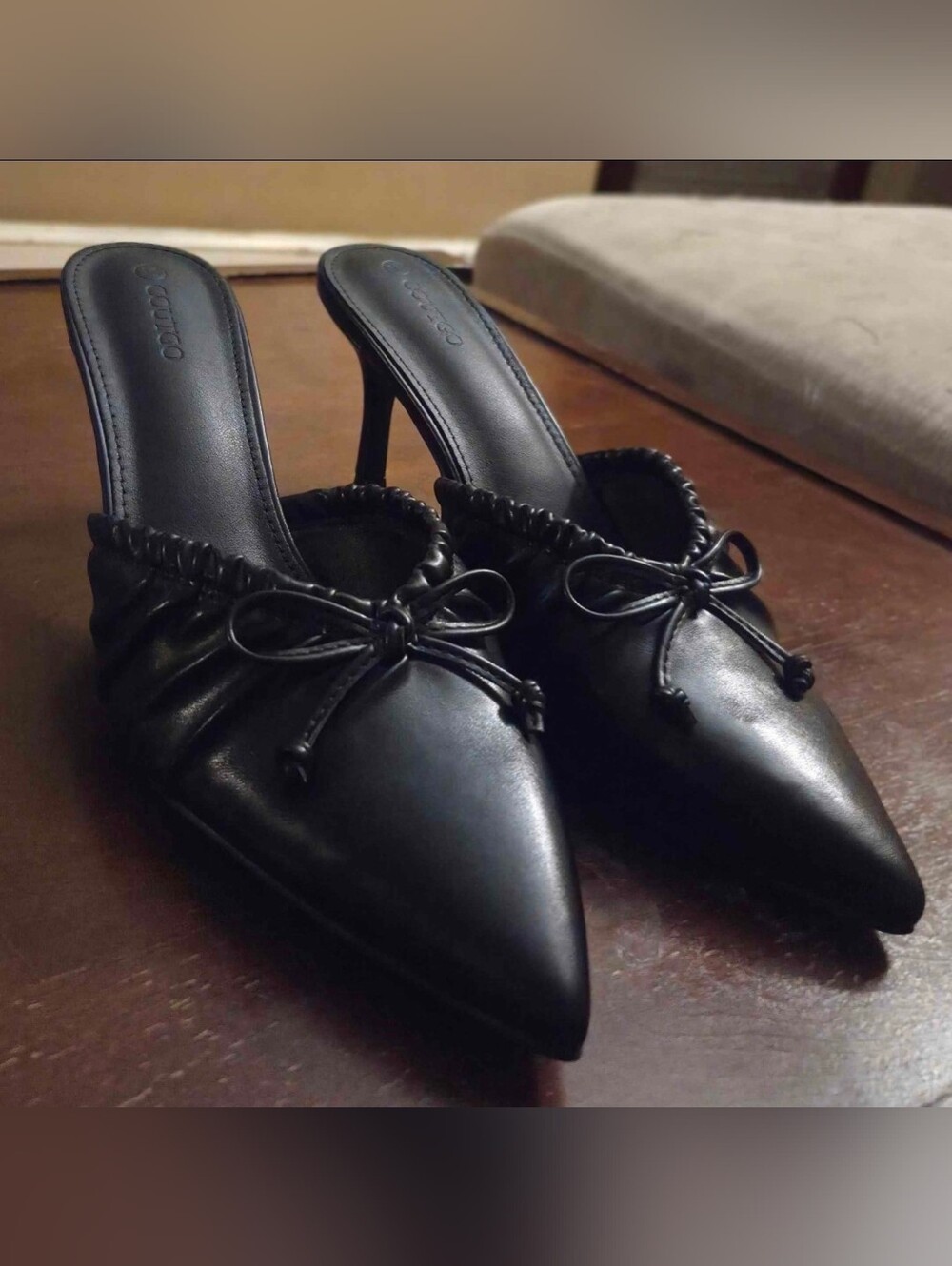 Black Pointed-Toe High Heels Mules W. Bows | Size 11 | NEW IN BOX |